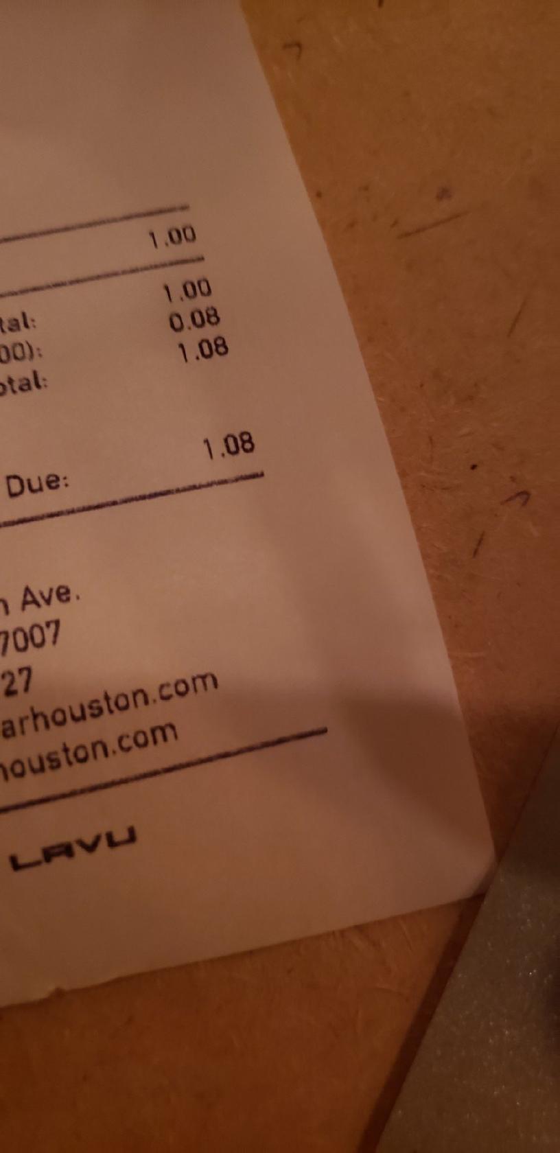 Menu at Standard pub & bar, Houston, Washington Ave