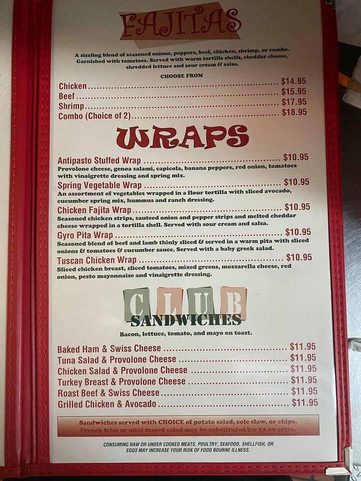 Menu at Gingerbread Man restaurant, Carlisle