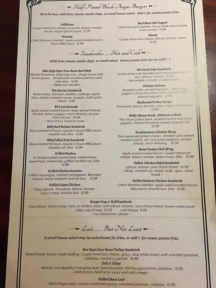 Menu at Rode's Fireside Restaurant, Swedesboro