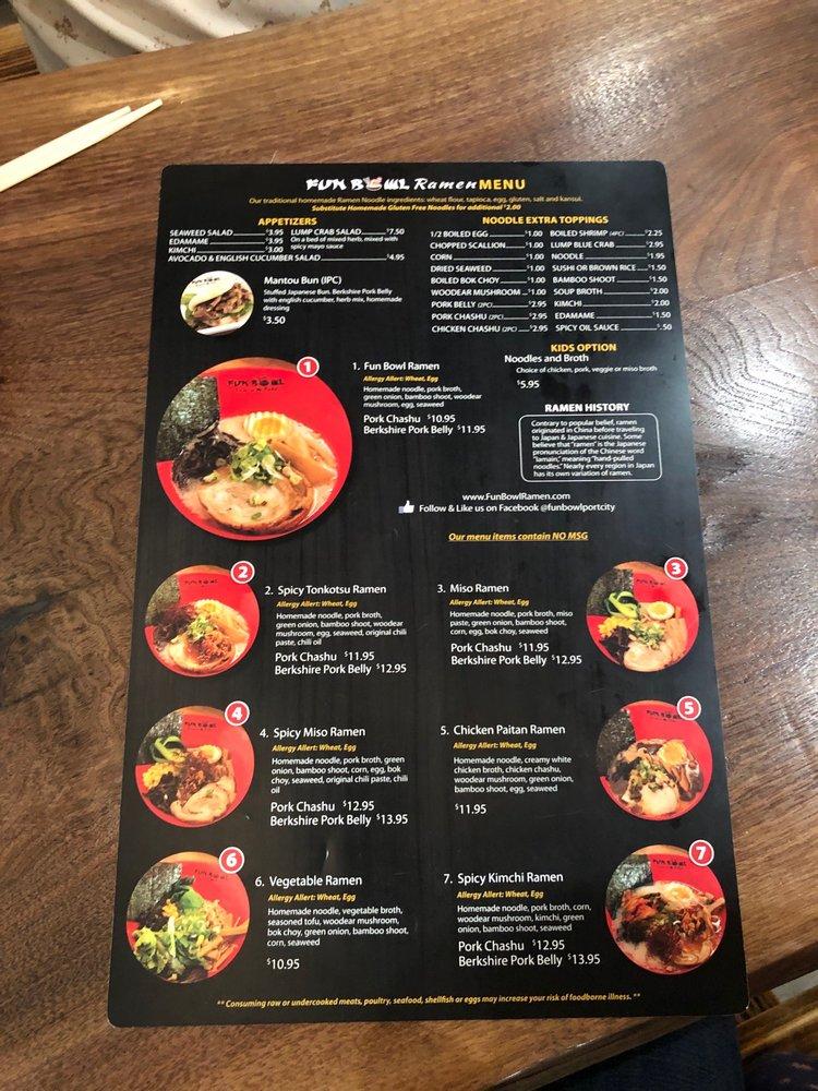 Menu at Fun Bowl restaurant, Wilmington