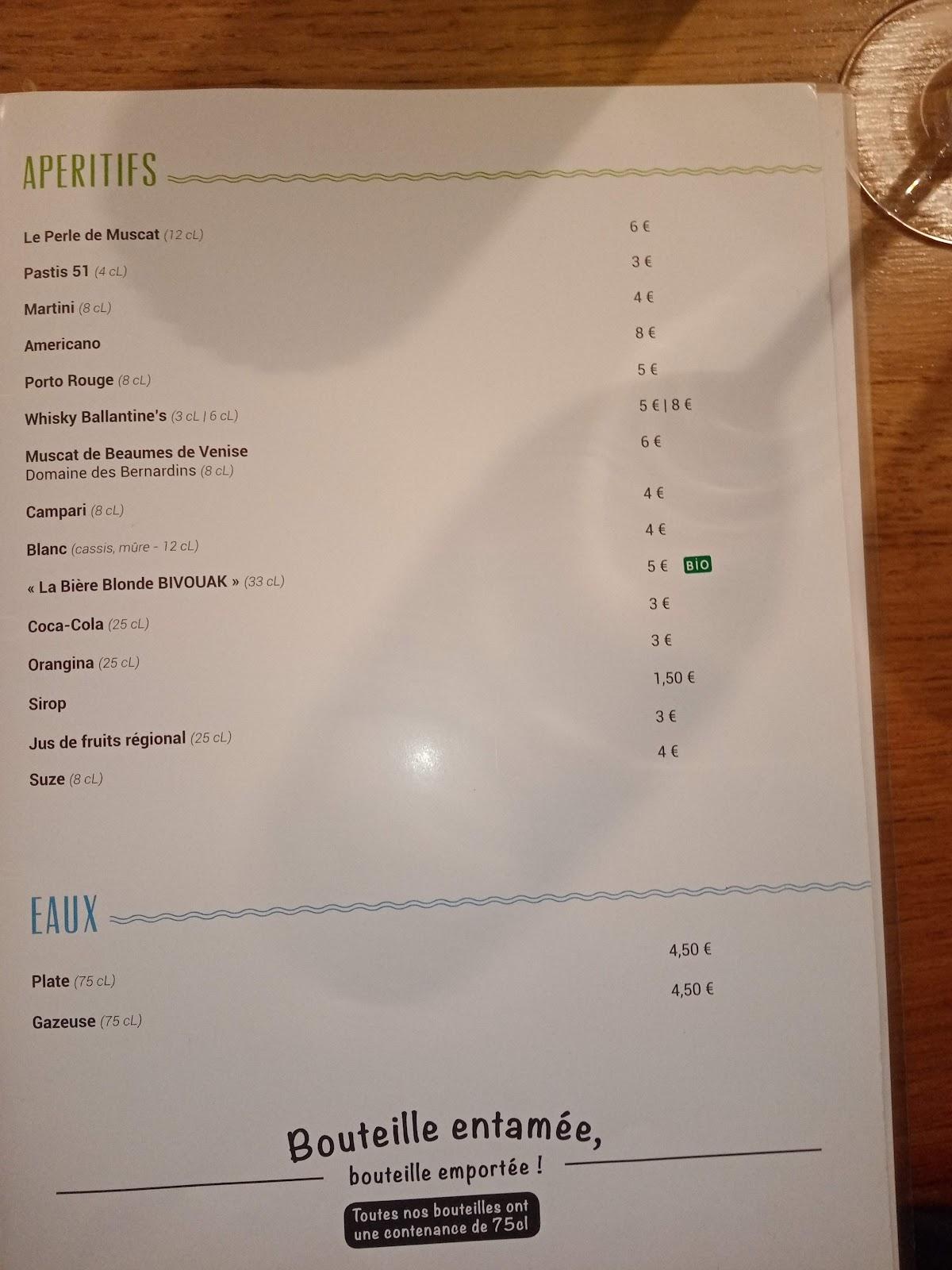 Menu au La Ribote restaurant, BuislesBaronnies