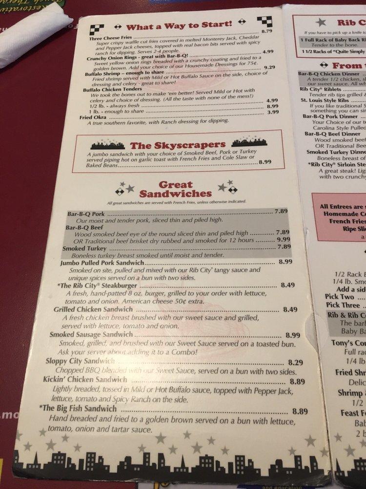 Menu at Rib City Grand Junction BBQ, Grand Junction, North Ave