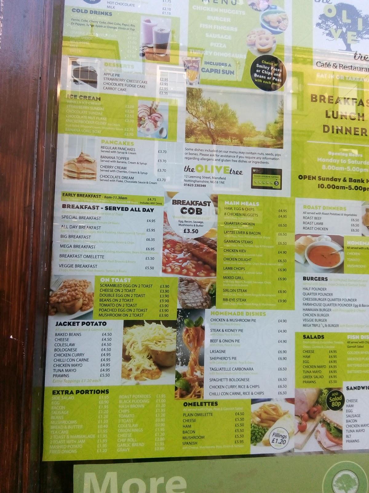 Menu at Olive Tree restaurant, Mansfield