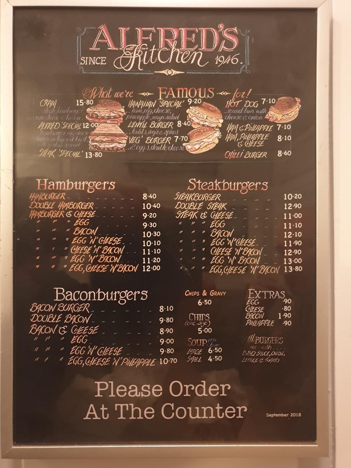 Menu at Alfred's Kitchen fast food, Guildford