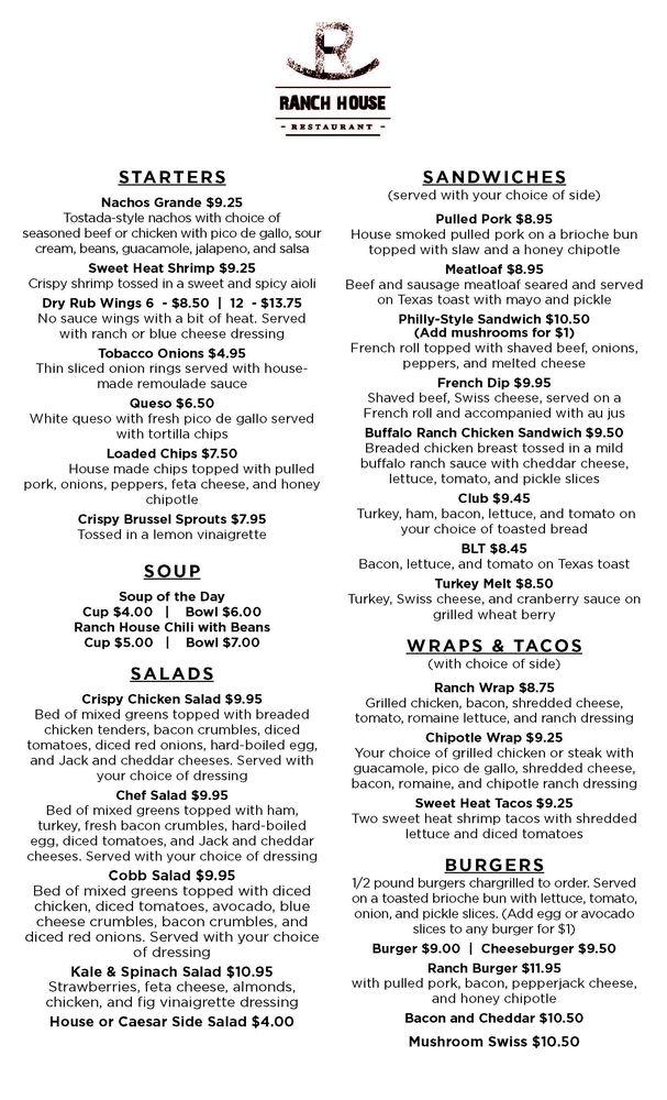 Menu at Rocking "R" Ranch House Restaurant, Broken Arrow