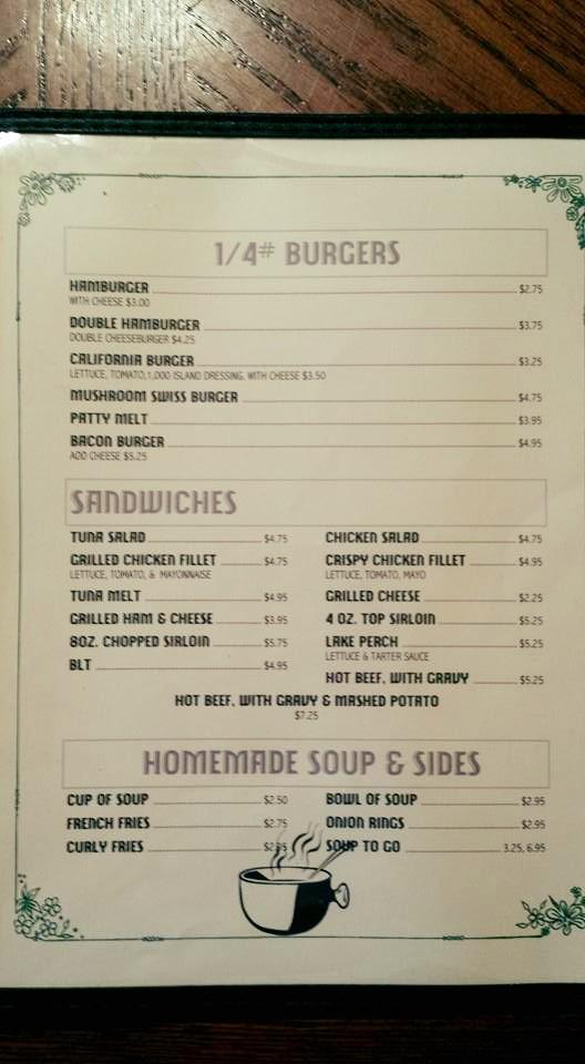 Menu at Rivers Edge Restaurant, Saukville