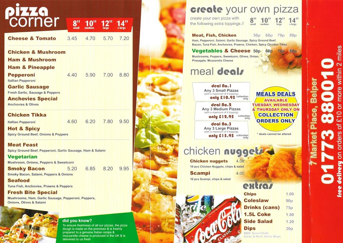 Menu at Fresh Bite Pizzeria, Belper, 7 Market Pl