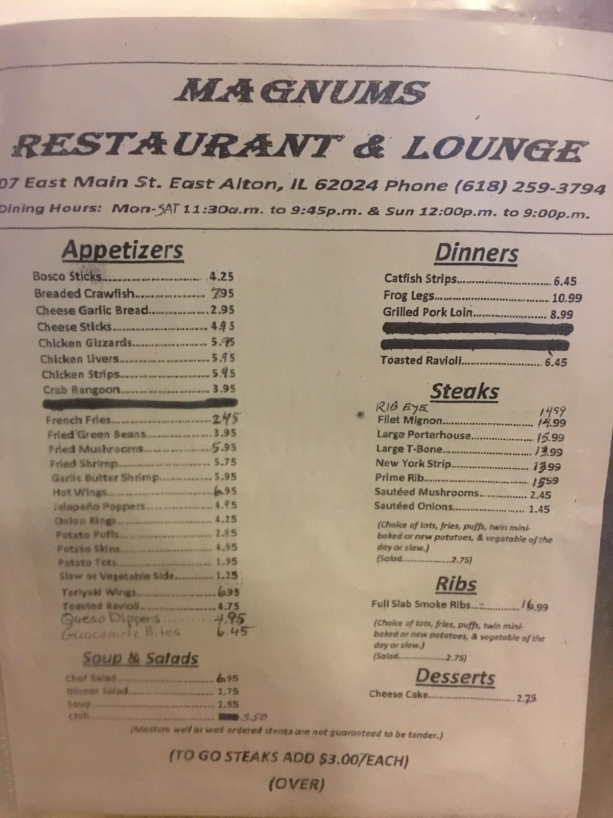 Menu at Magnums Bar and Grill, East Alton