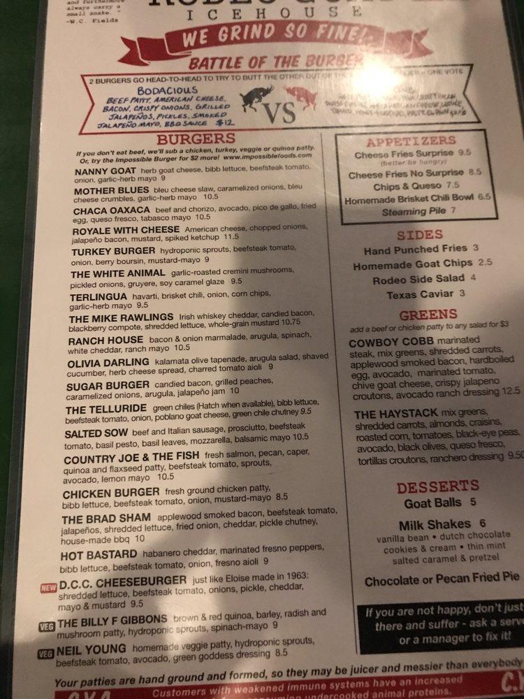 Menu at Rodeo Goat pub & bar, Dallas, Market Center Blvd