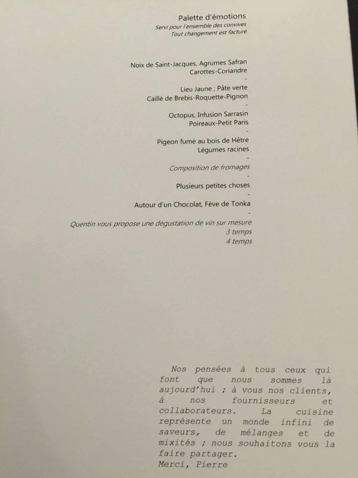 Menu au Pyr restaurant, Toulouse, 19 Dsc de la Halle aux Poissons