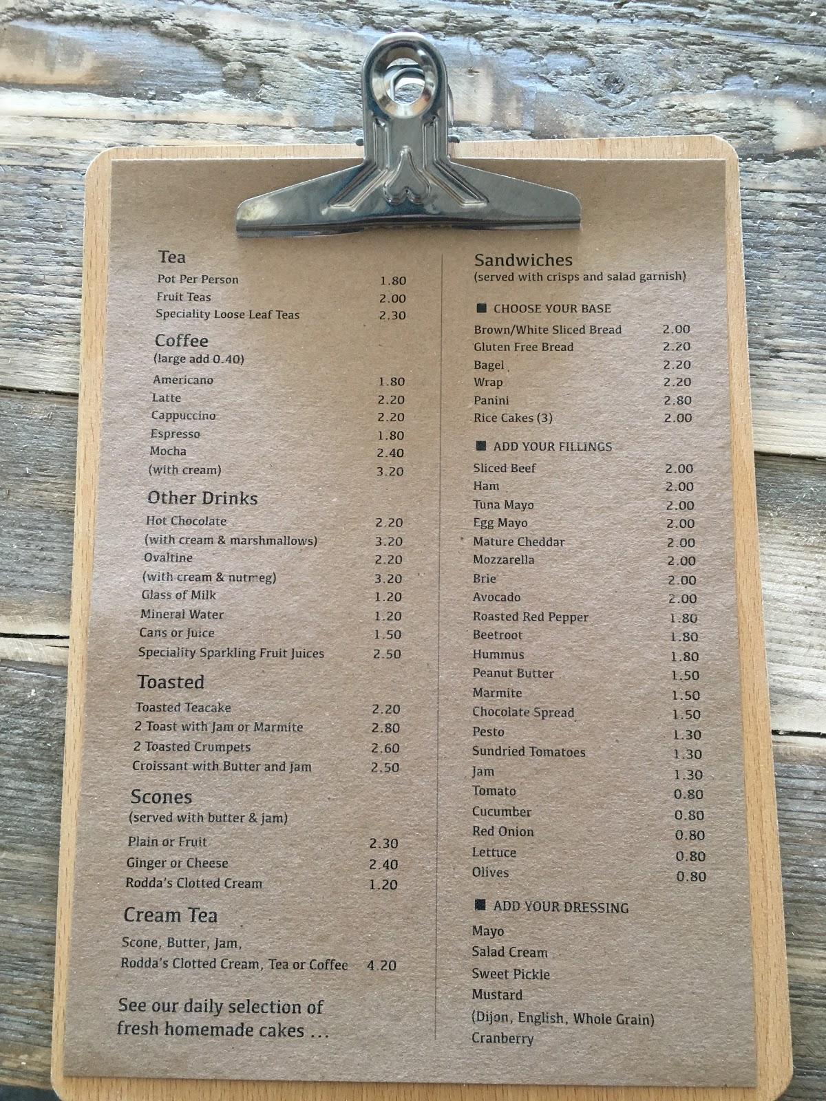 Menu at Toni's Tea Room cafe, Ventnor