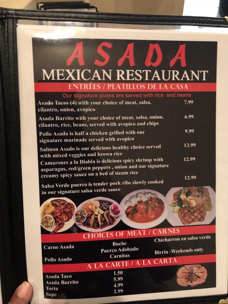 Menu at Asada Mexican Restaurant, North Las Vegas