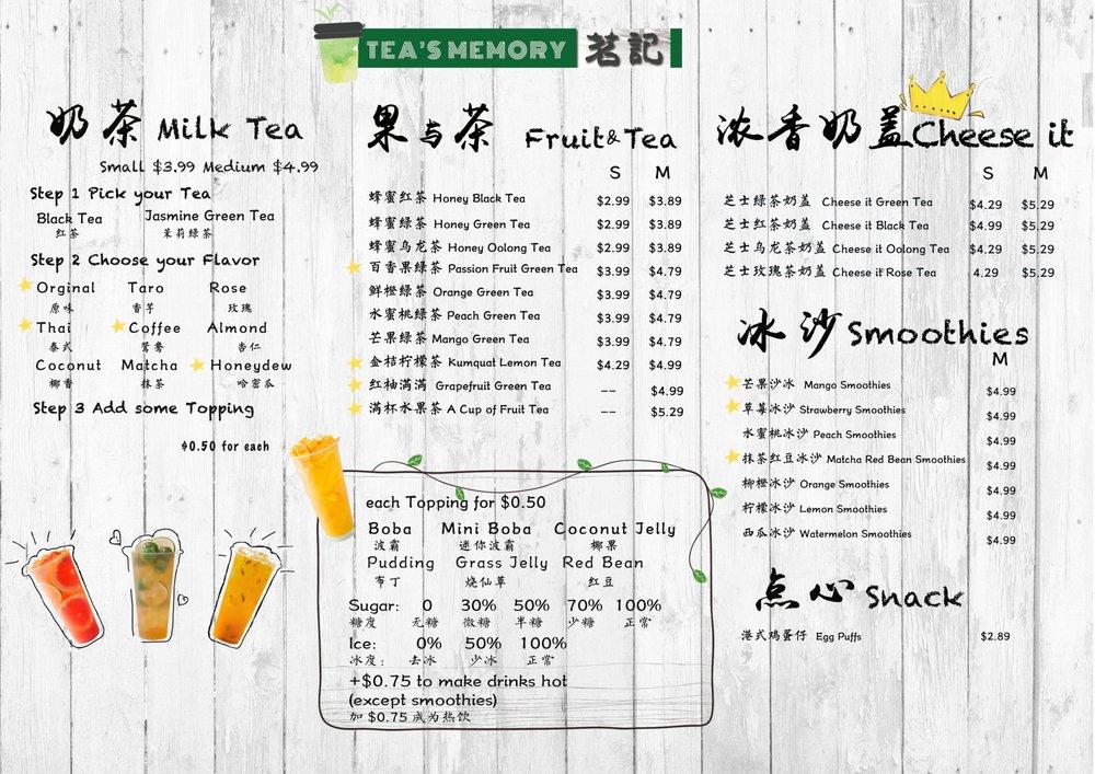 Menu at Tea’s Memory pub & bar, Farmington