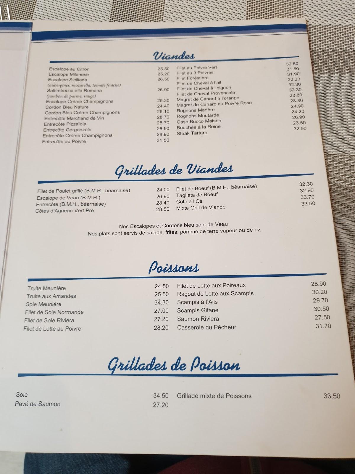 Speisekarte von Restaurant La Riviera, Walferdingen