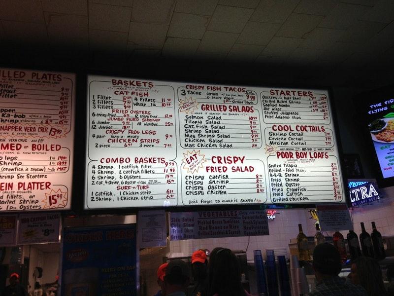 Menu at Flying Fish restaurant, Memphis