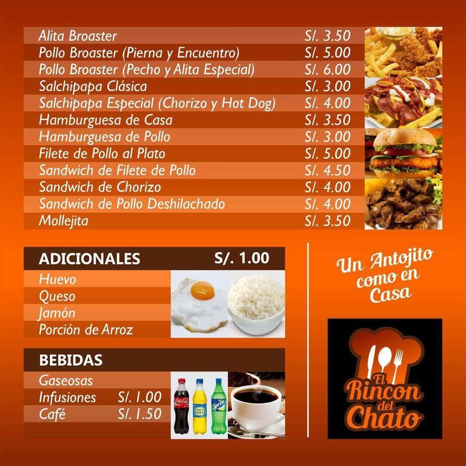 Menu at El Rincon Del Chato, Lurin