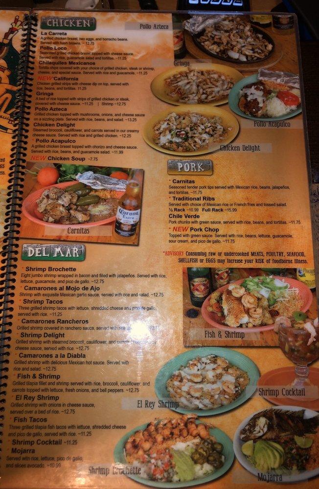 Menu at El Rey Azteca restaurant, Nashville, Old Hickory Blvd