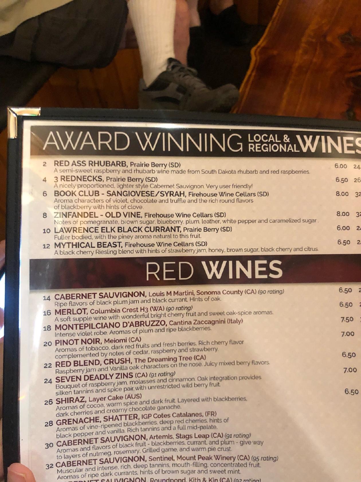 Menu at Powder House steakhouse, Keystone