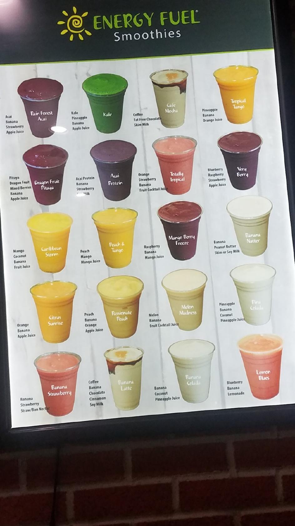 Menu at Energy Fuel Bay Ridge pizzeria, New York City, 4th Ave