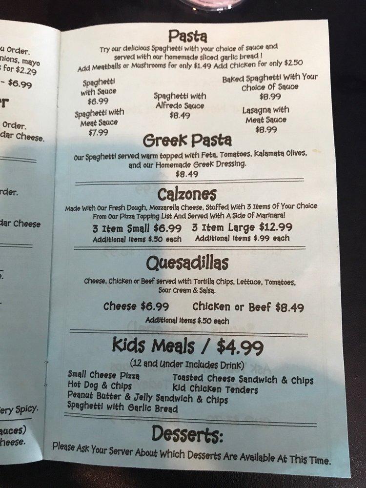 Menu at Blue Ridge Pizza Company pizzeria, Etowah