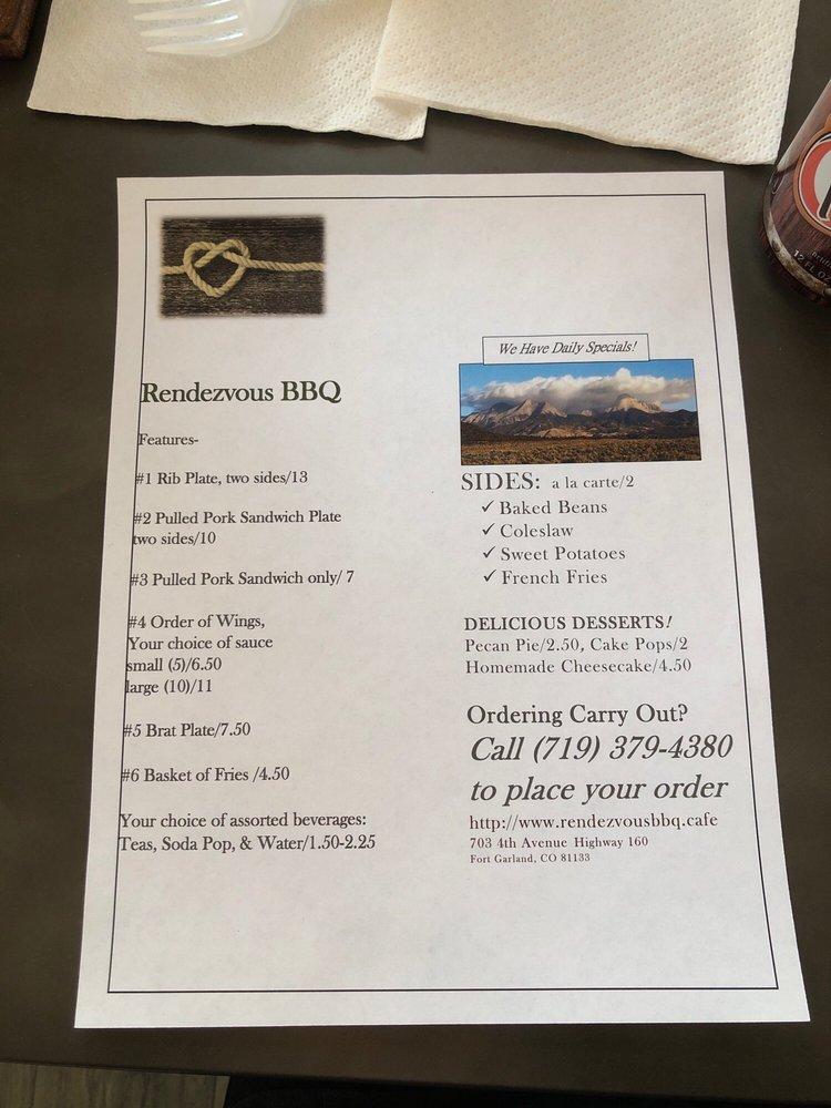 Menu at Rendezvous BBQ, Fort Garland