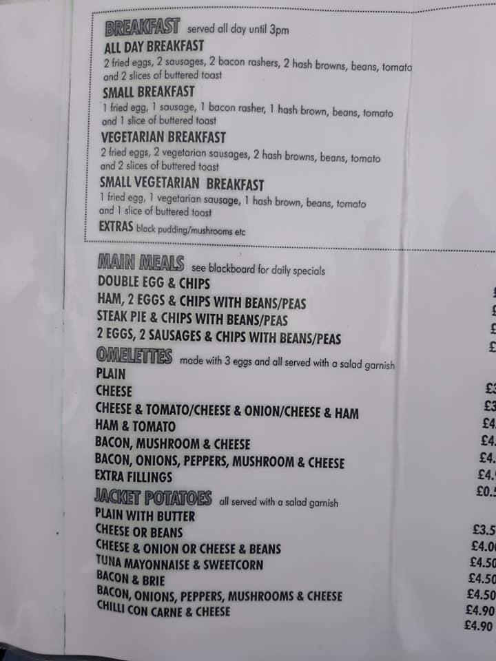 Menu at The Riverside Cafe, Wimborne Minster