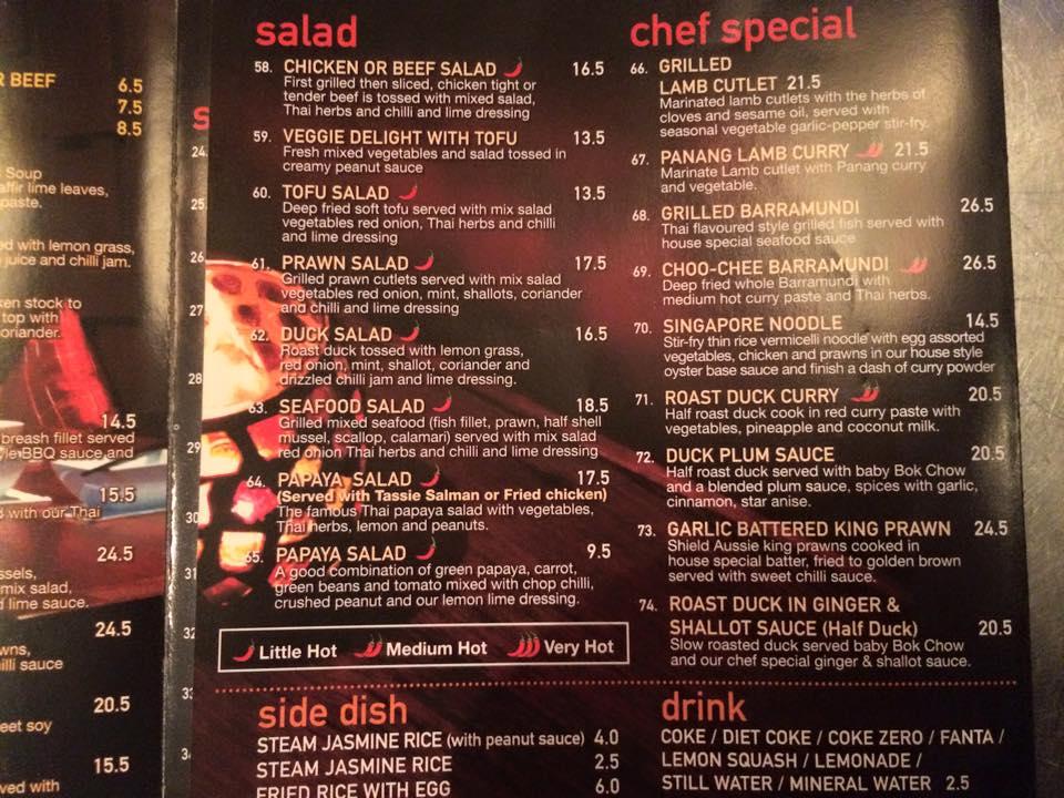 Menu at Abode Thai Cuisine restaurant, BrightonLeSands