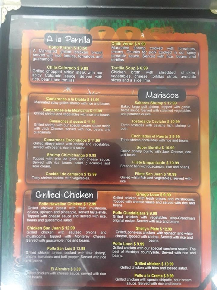 Menu at El Rincon Azteca Mexican Restaurant, Chanute