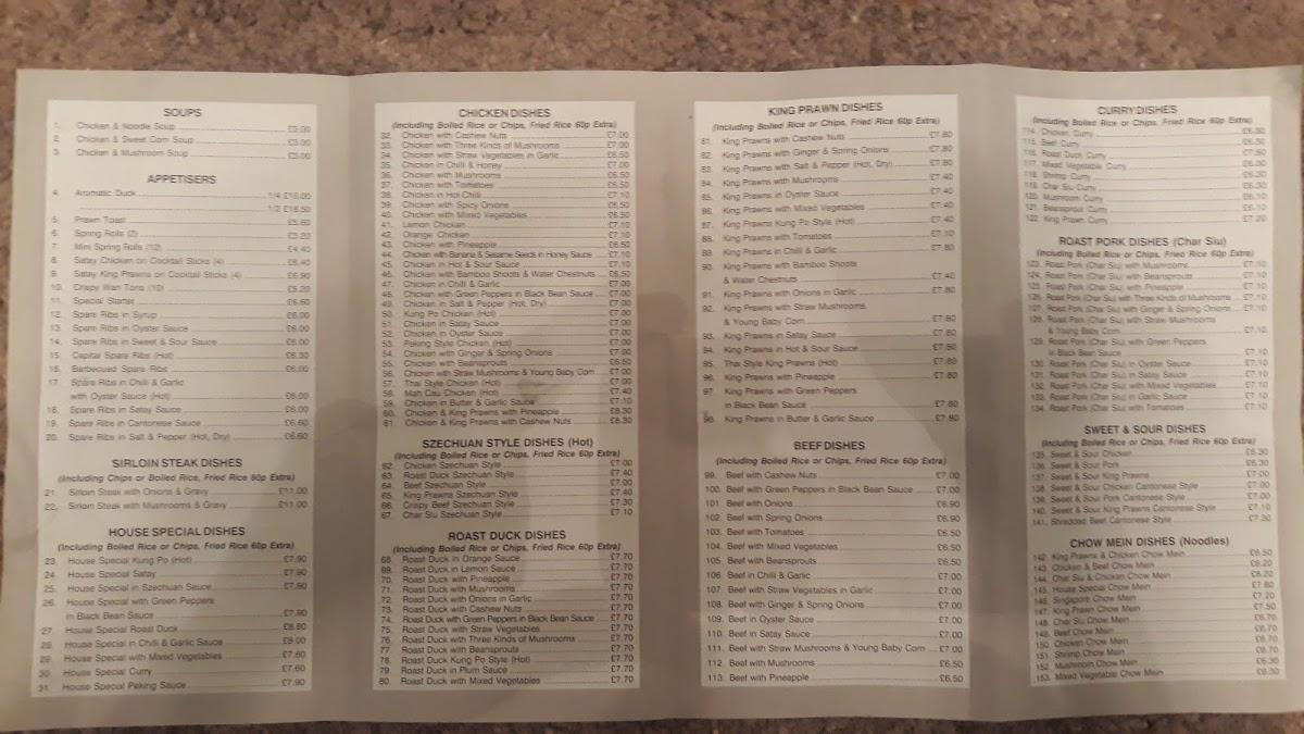 Menu at Ryton Garden Chinese Food Centre restaurant, Ryton