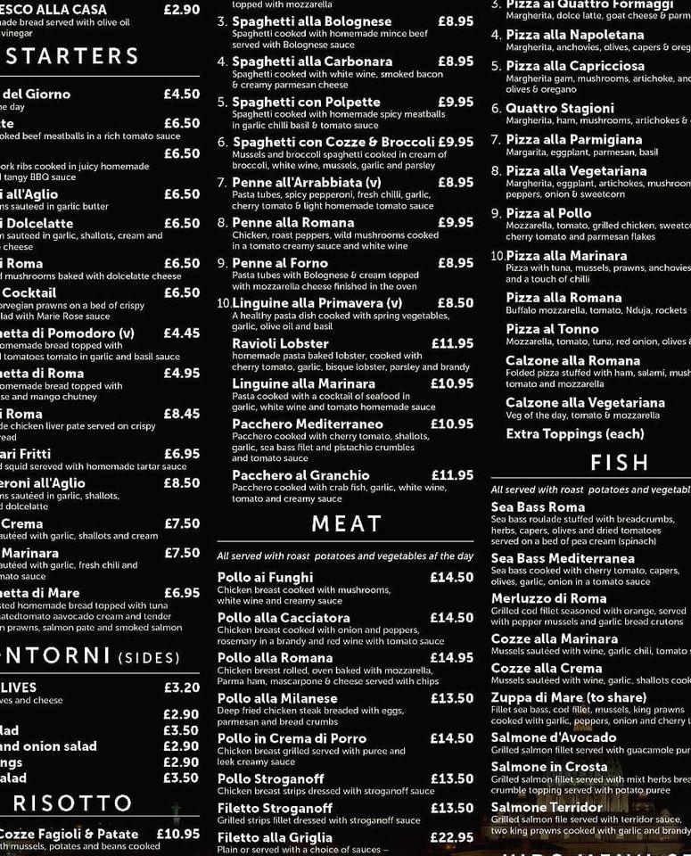 Menu at Roma cafe bistro, Atherton, 77 Market St