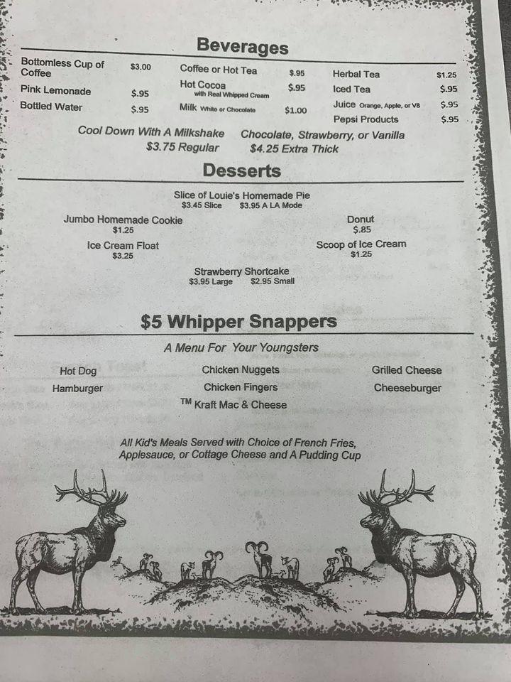 Menu at Ridge Runner Cafe, Elkland