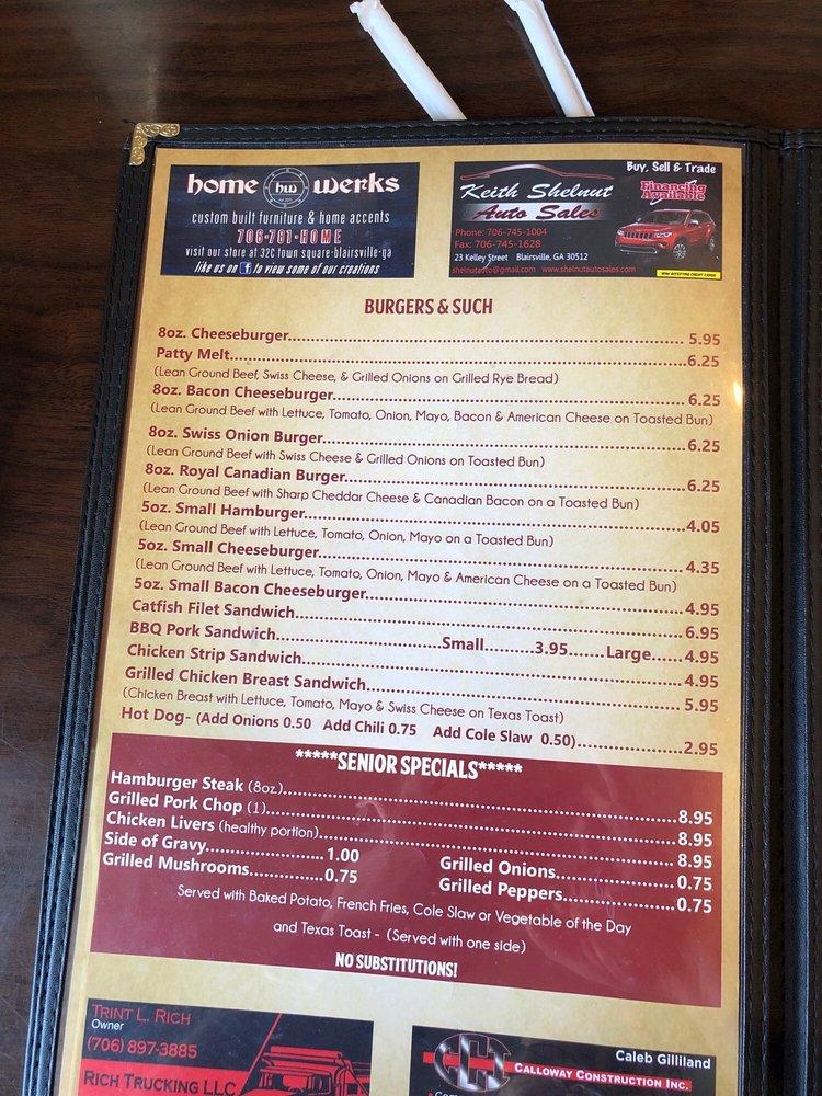 Menu at Cook's Country Kitchen restaurant, Blairsville, 105 Pat
