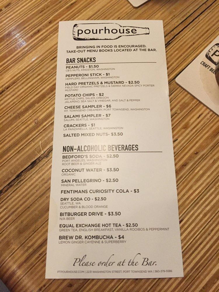 Menu at Pourhouse pub &amp; bar, Port Townsend