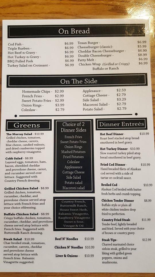 Menu at Murrays Restaurant, Wintersville