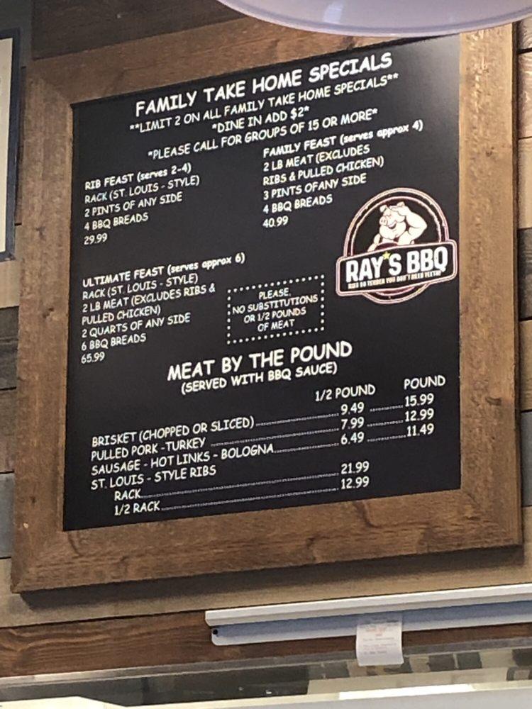 Menu at Ray's BBQ, Moore