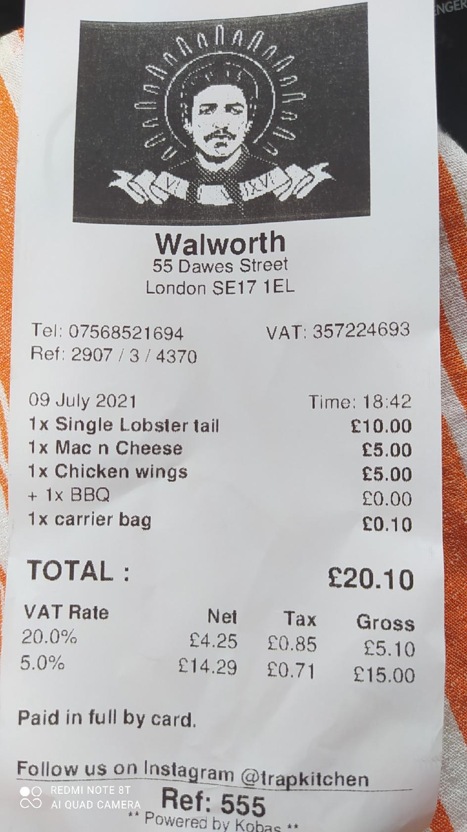 Menu at Trap Kitchen restaurant, London, Market Inspectors Offices