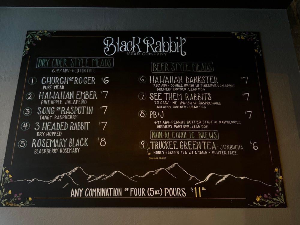 Menu at Black Rabbit Mead Company pub & bar, Reno