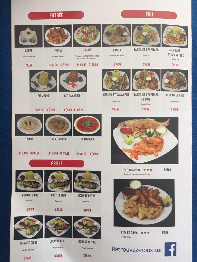 Menu at Restaurant La Mer Rouge, Montreal, Av. Appleton