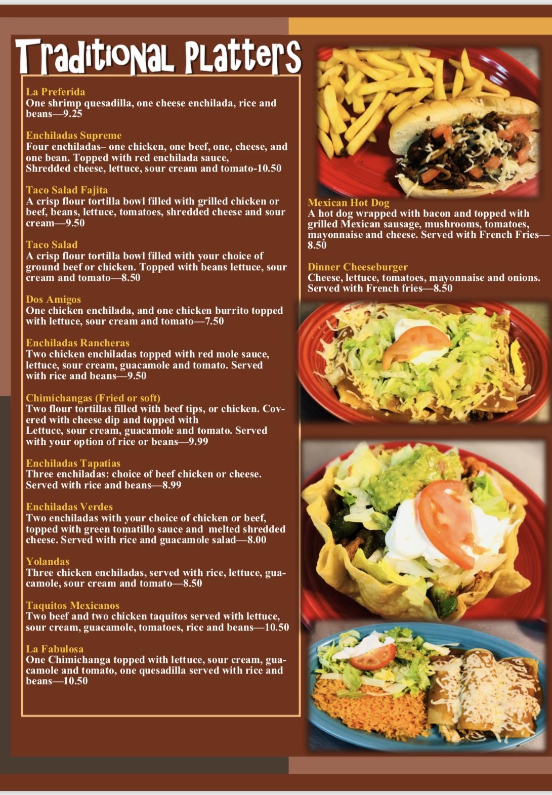 Menu at Rodeo’s Mexican Grill restaurant, Dillwyn