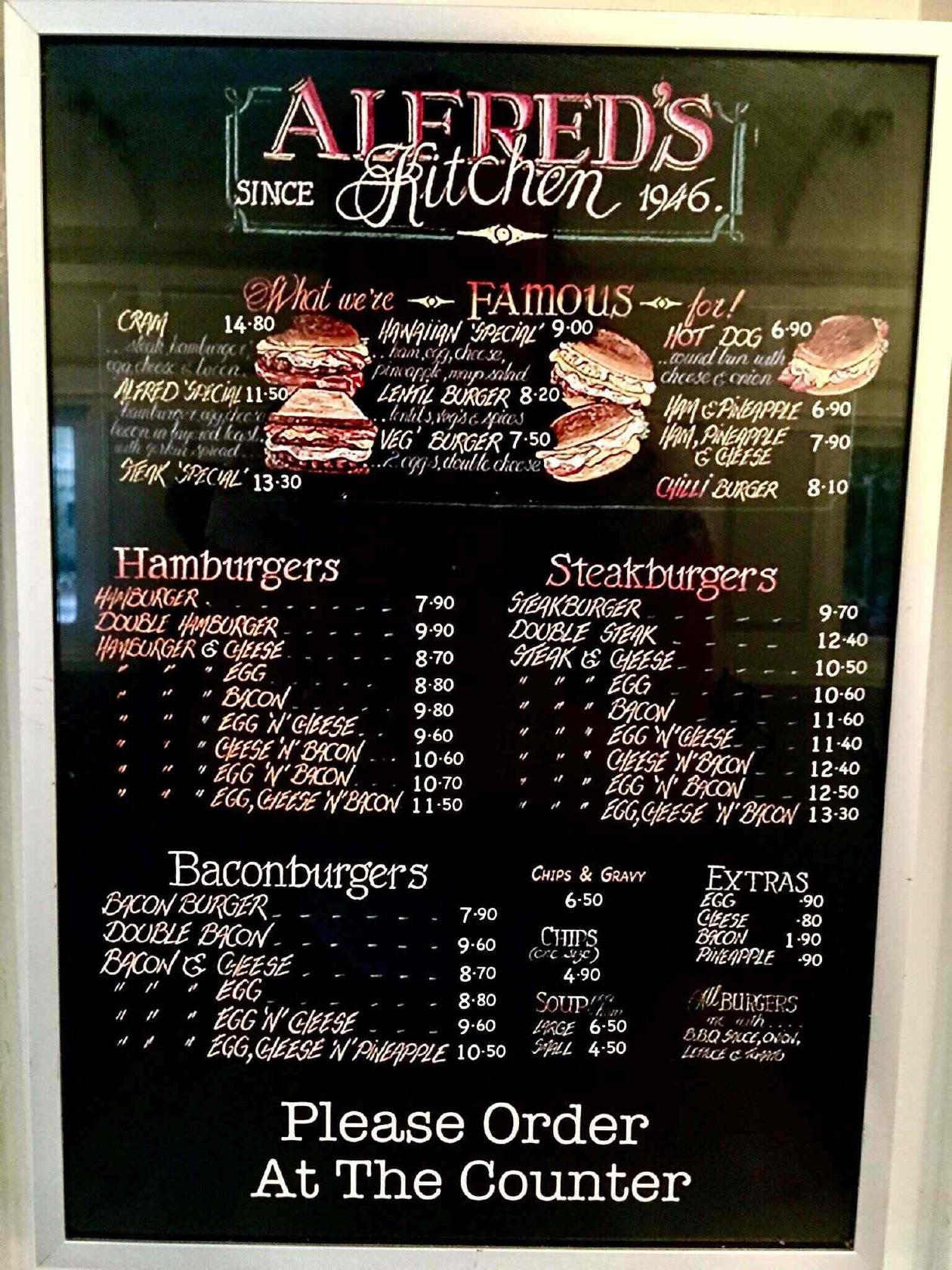 Menu at Alfred's Kitchen fast food, Guildford