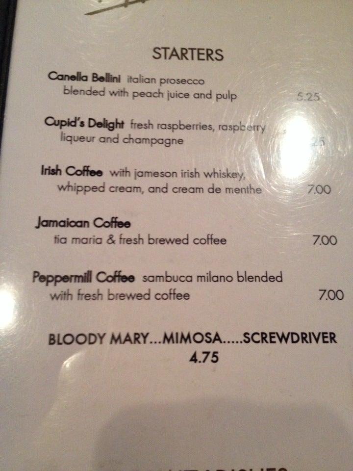 Menu at Riccobono's Peppermill restaurant, Metairie