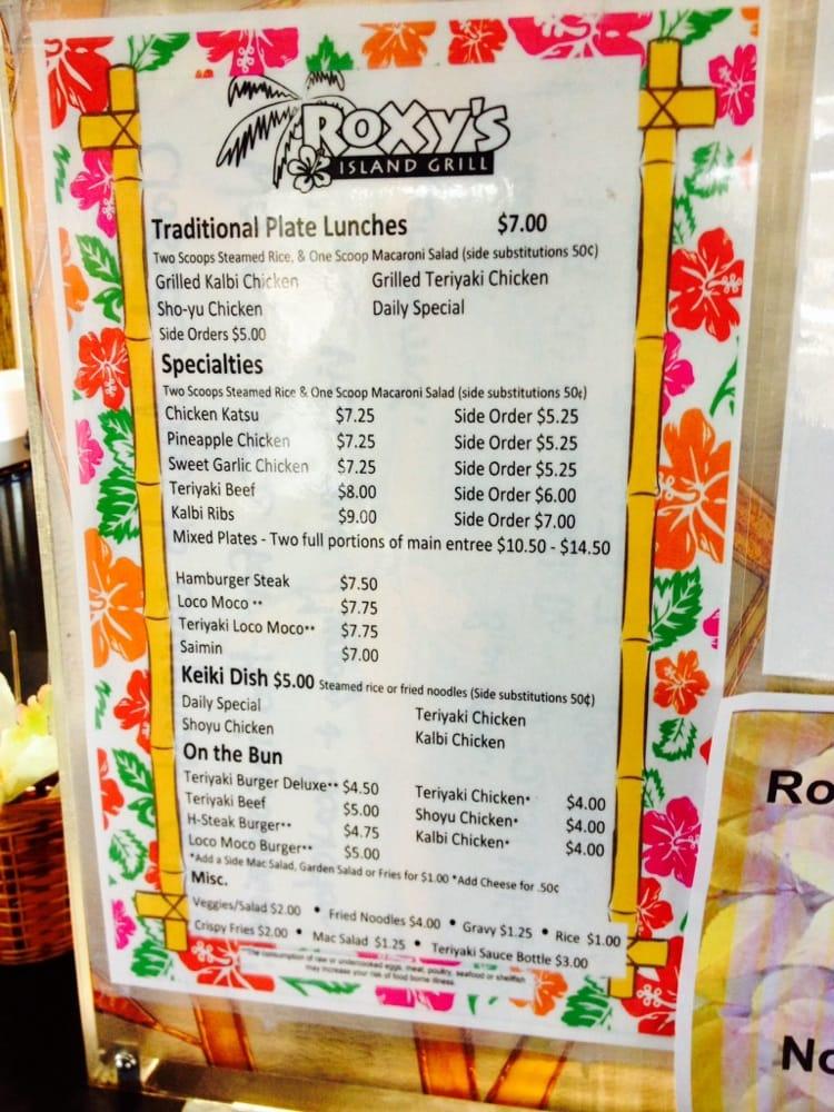 Menu at Roxy's Island Grill BBQ, Tualatin
