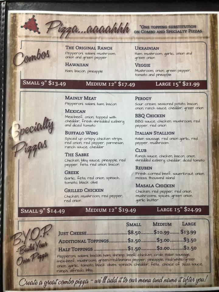 Menu at Back At The Ranch restaurant, Oakbank