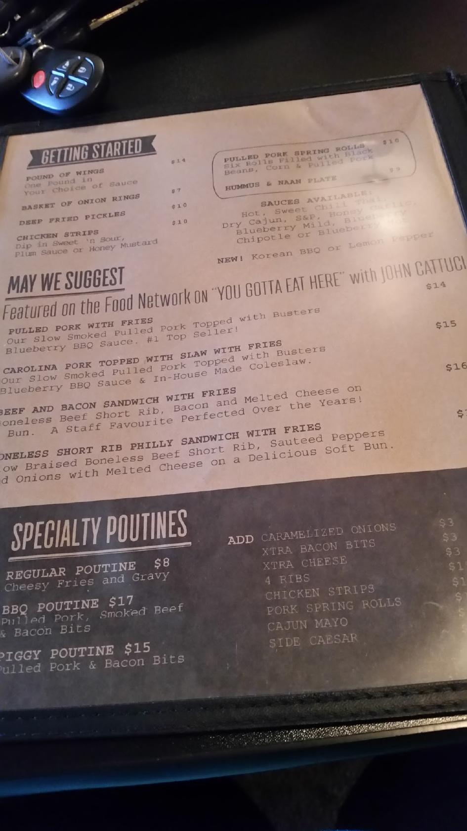 Menu at Busters Barbeque, Kenora, 166 ON17