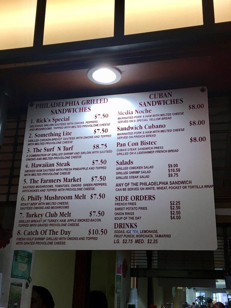 Menu at Rick's Grille restaurant, New Orleans