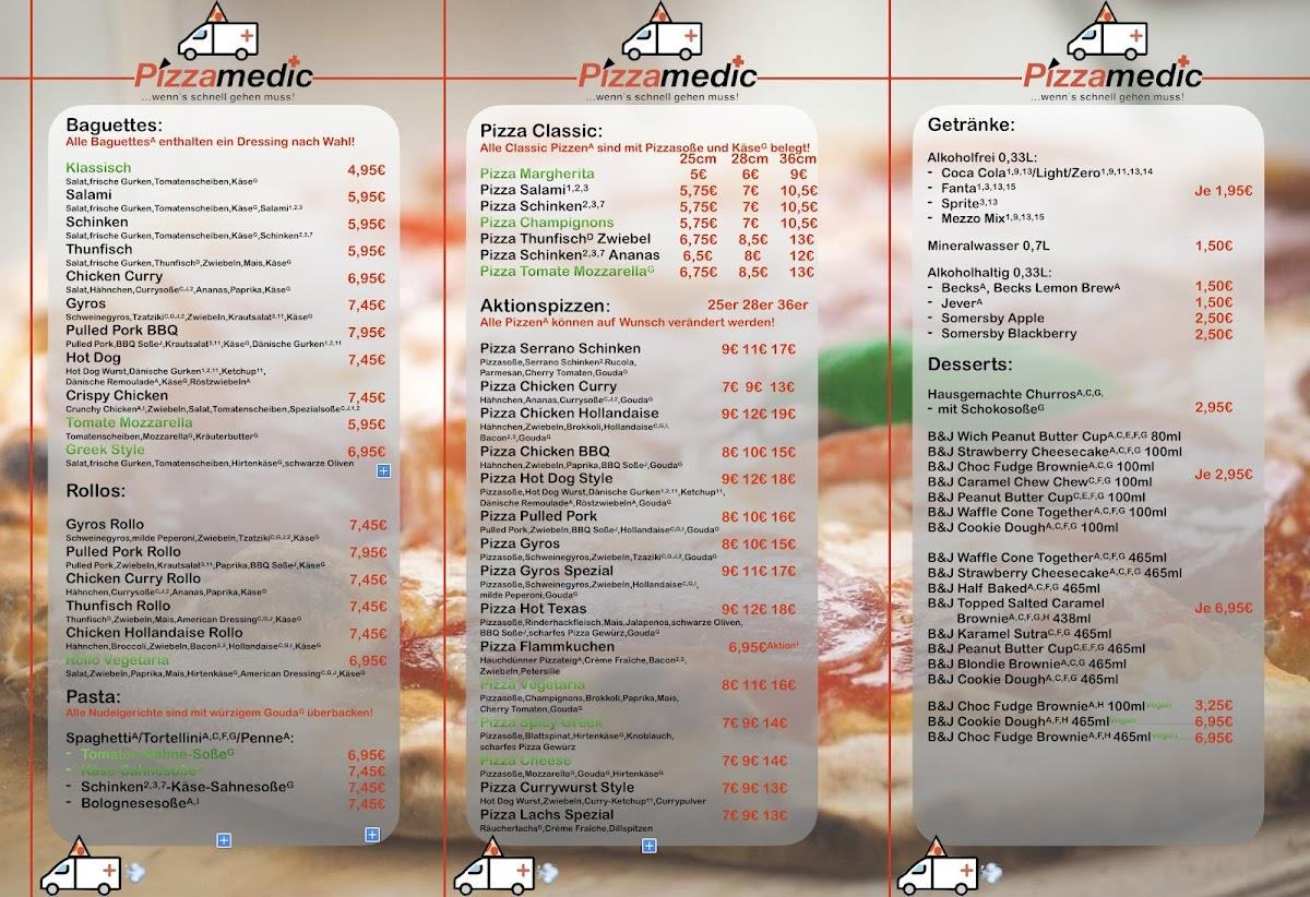 Speisekarte von Pizzamedic, Oldenburg