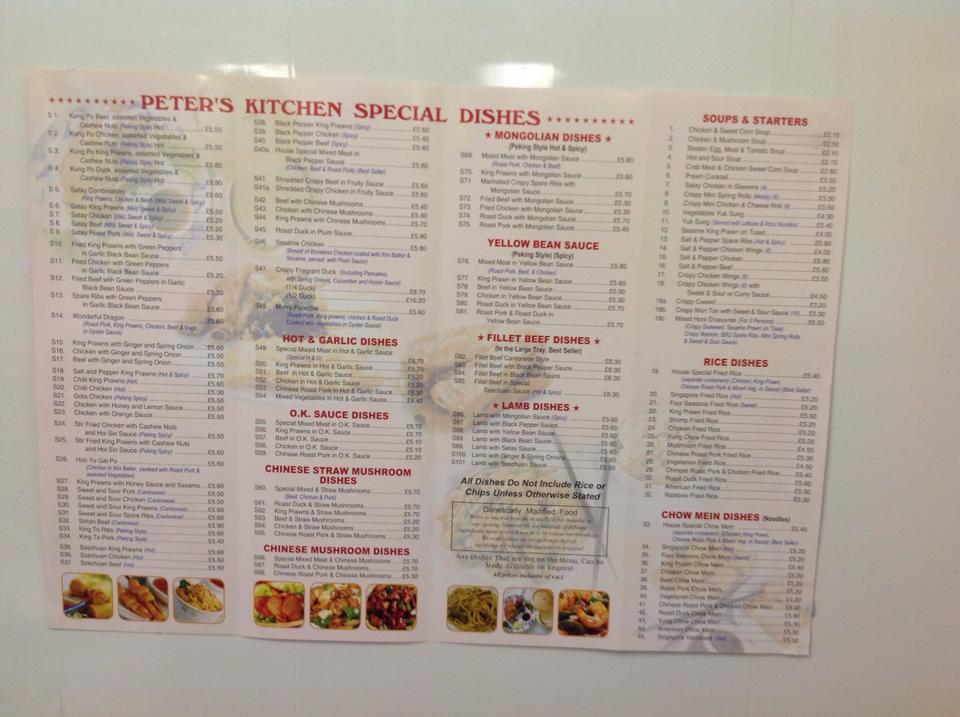 Menu at Peter's Kitchen fast food, Rugeley