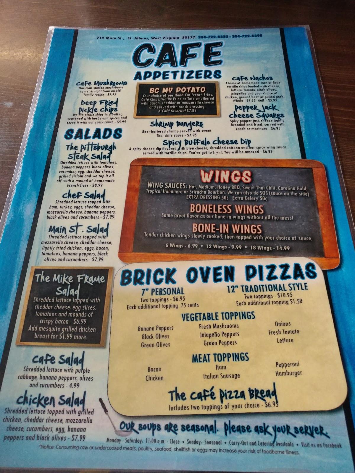 Menu at River's Edge Cafe, Saint Albans