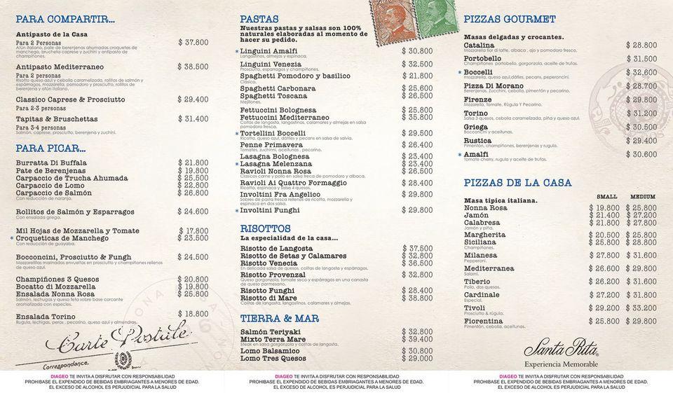 Menu at Restaurante Nonna Rosa, Barranquilla