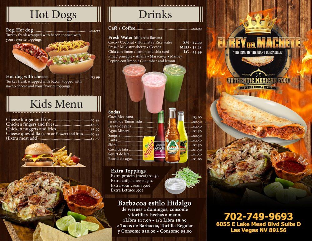 Menu at El Rey del Machete restaurant, Las Vegas